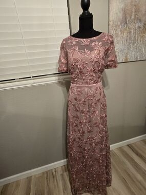 Elegant Blush Pink Embroidered Evening Dress